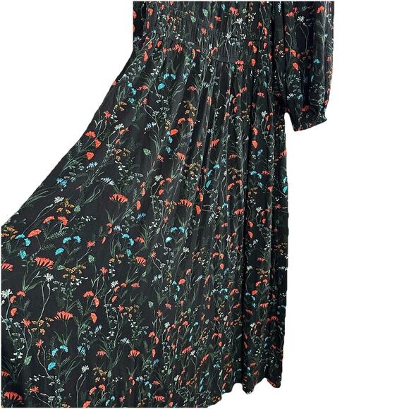 Lane Bryant Black Floral Maxi Dress Size 14 3/4 Sleeve Pockets Stretch NWT - Picture 9 of 16